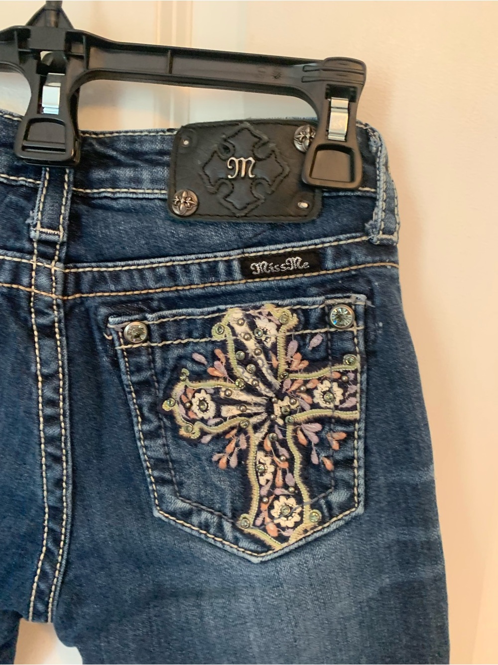 Miss Me Dark Wash Denim Bermuda Shorts - Blue Girls Size 14 - Picture 9 of 10